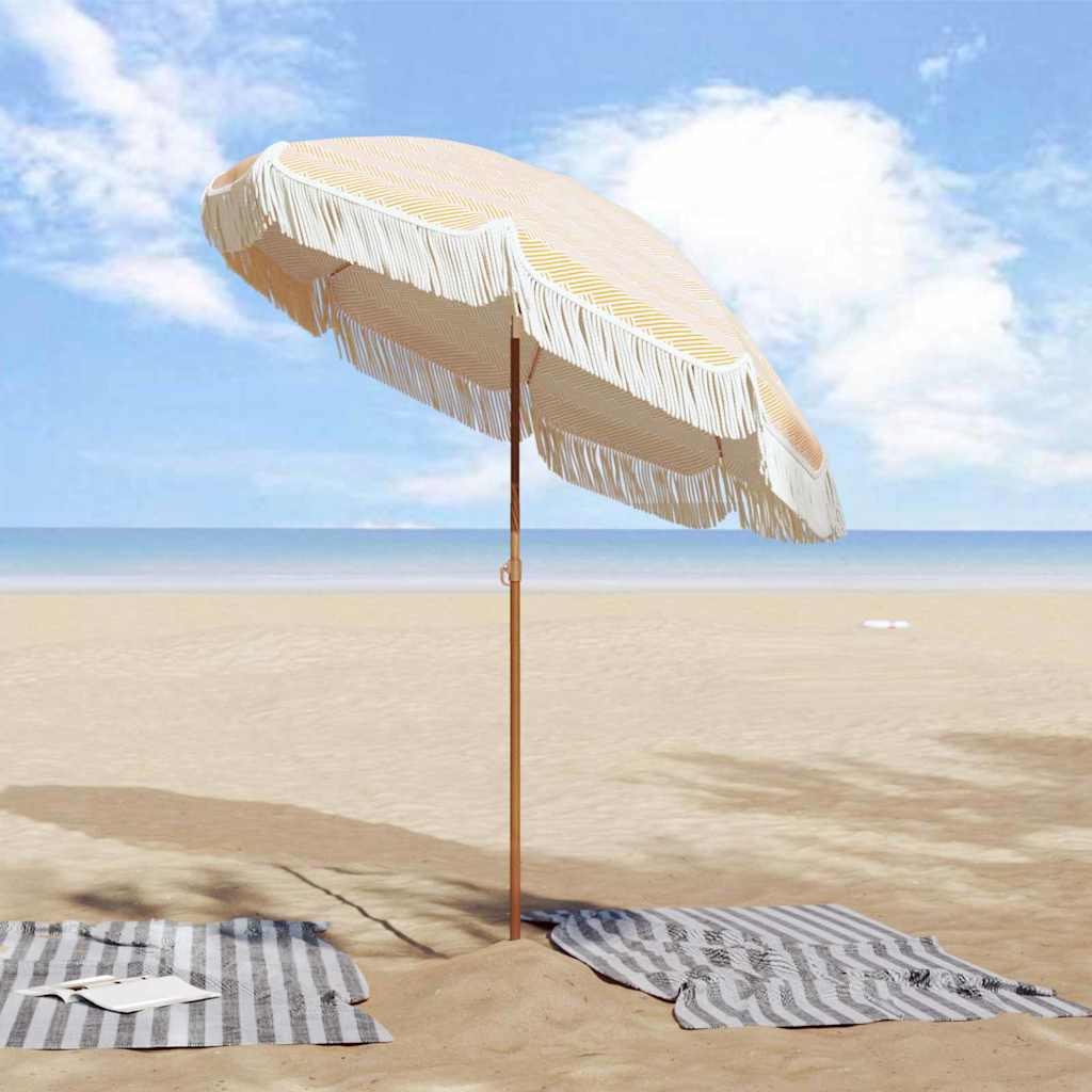 Slunečník Žlutá a bílá Ø 160 x 195 cm Ocel