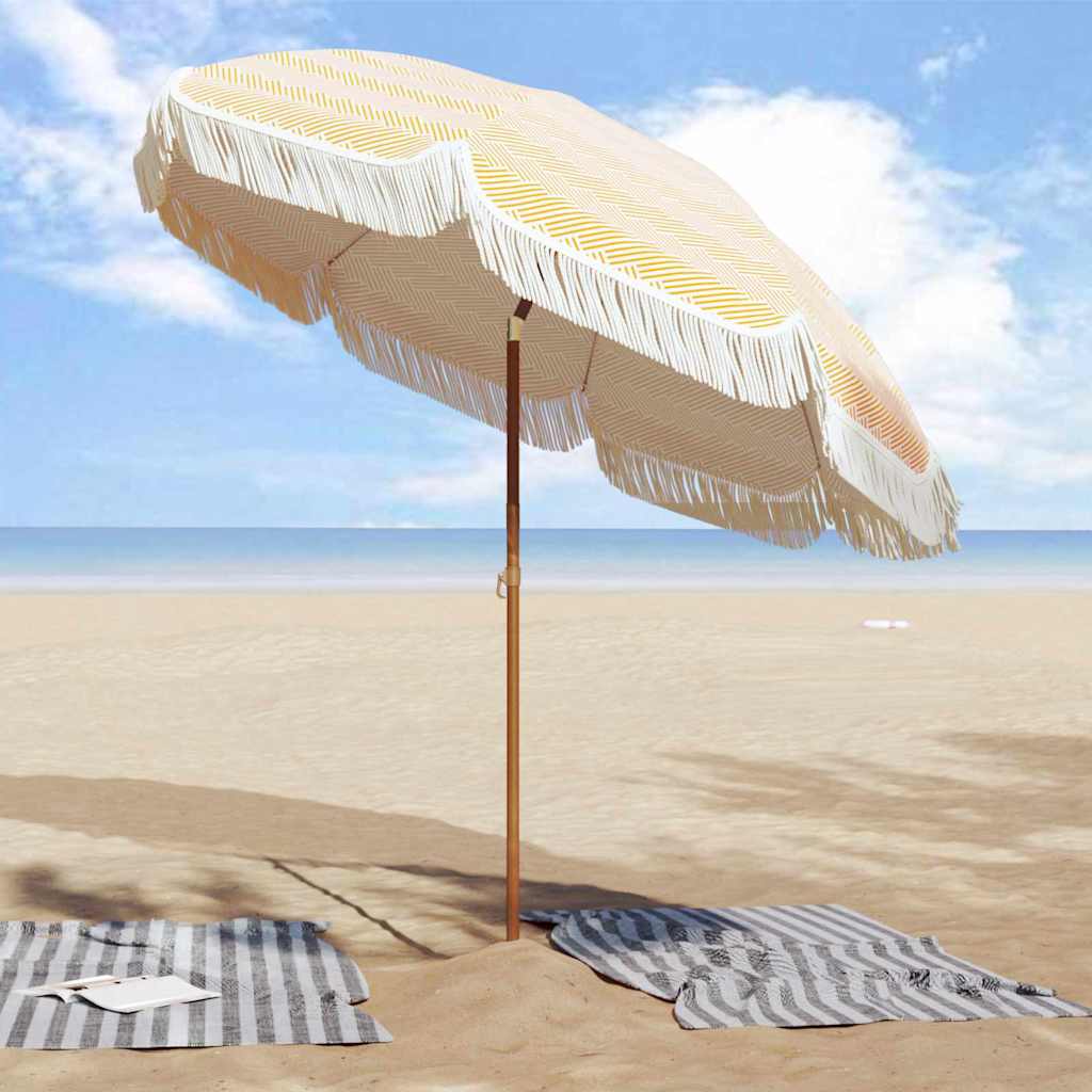 Slunečník Žlutá a bílá Ø 205 x 209 cm Ocel