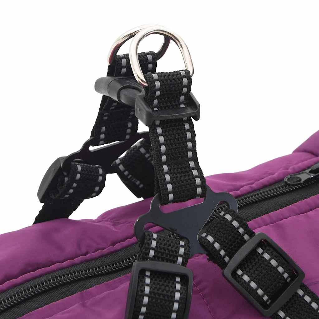 Bunda pro psa s postrojem nepromokavá reflexní fialová L52