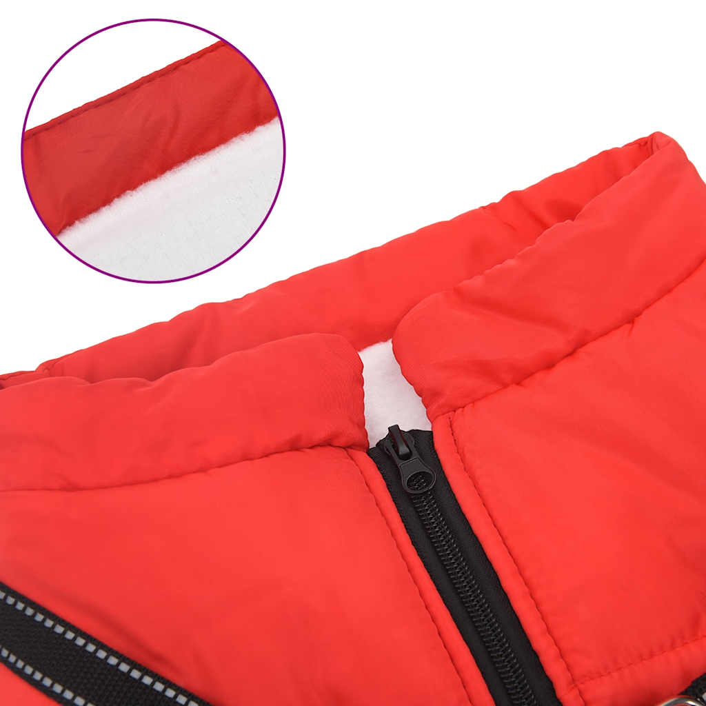 Bunda pro psa s postrojem nepromokavá reflexní červená L48
