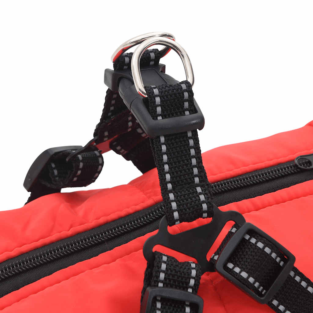 Bunda pro psa s postrojem nepromokavá reflexní červená L48