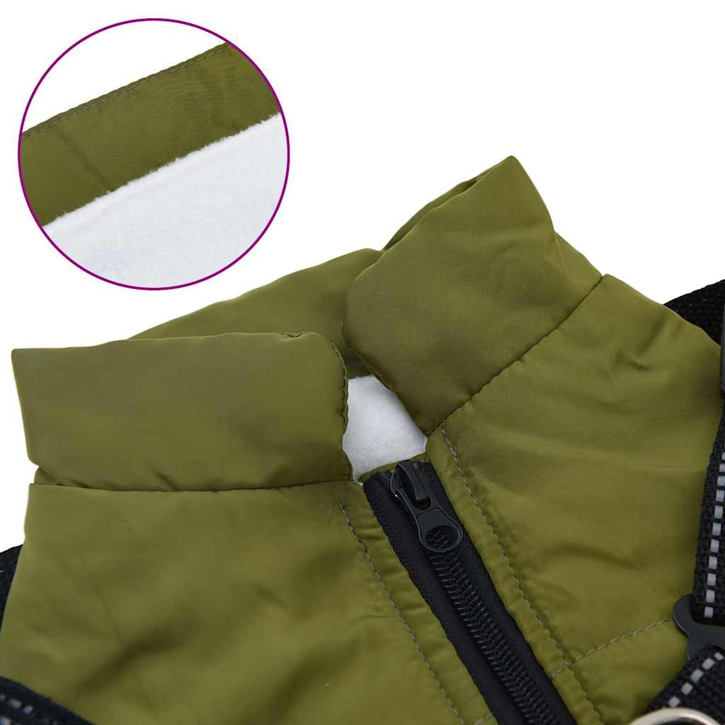 Bunda pro psa s postrojem nepromokavá reflexní tmavě zelená L40