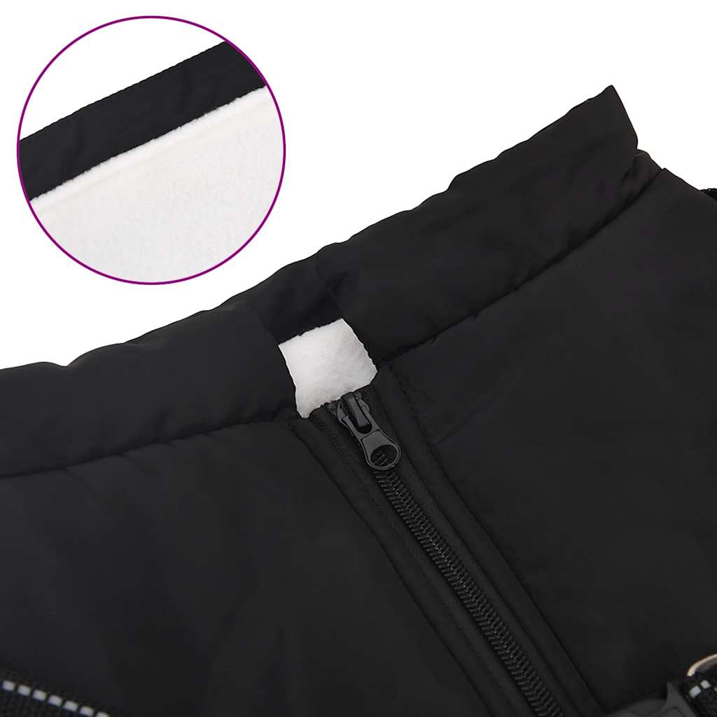 Bunda pro psa s postrojem nepromokavá reflexní černá L44