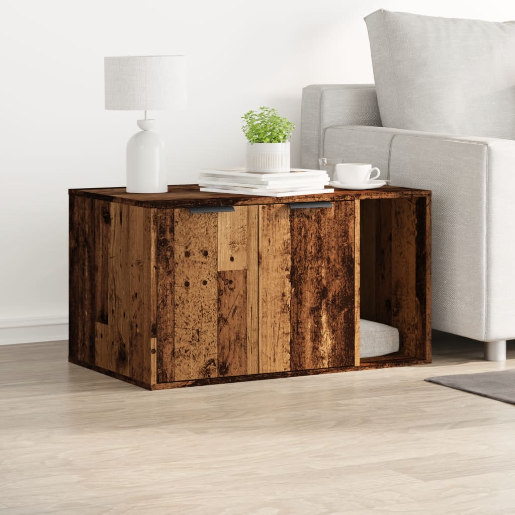 Skříňka na kočičí záchod old wood 80x50x45 cm kompozitní dřevo
