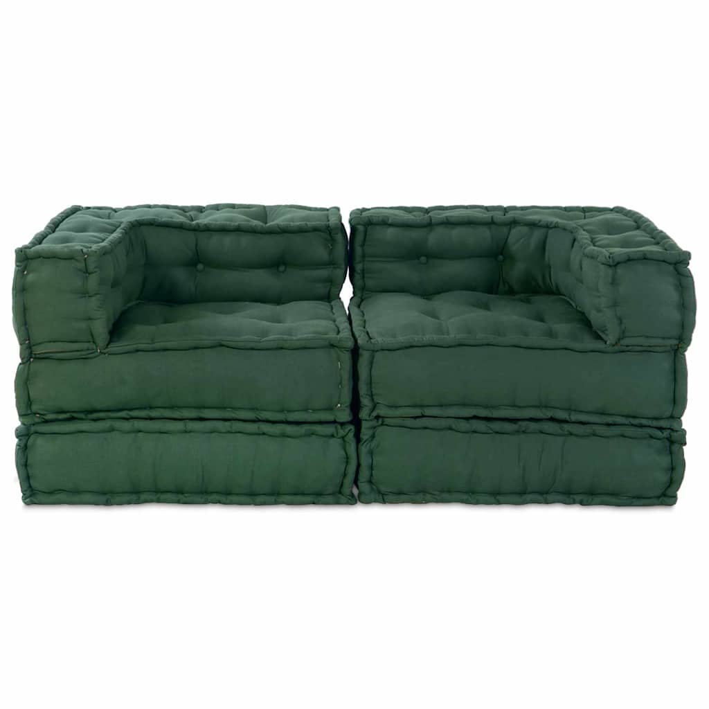 Modulární pohovka 2 pcs Zelená 70 x 70 x 56 cm textil