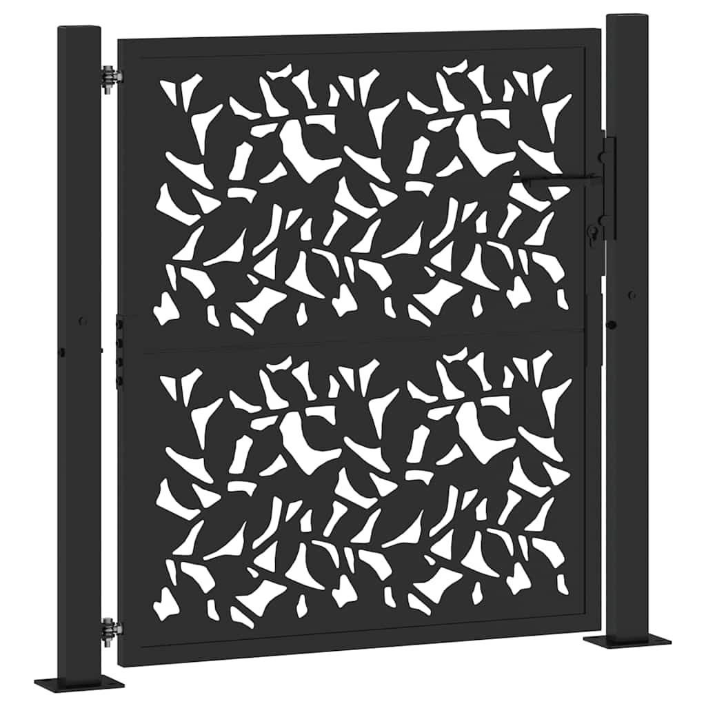 Zahradní branka černá 105x106 cm ocel design listů