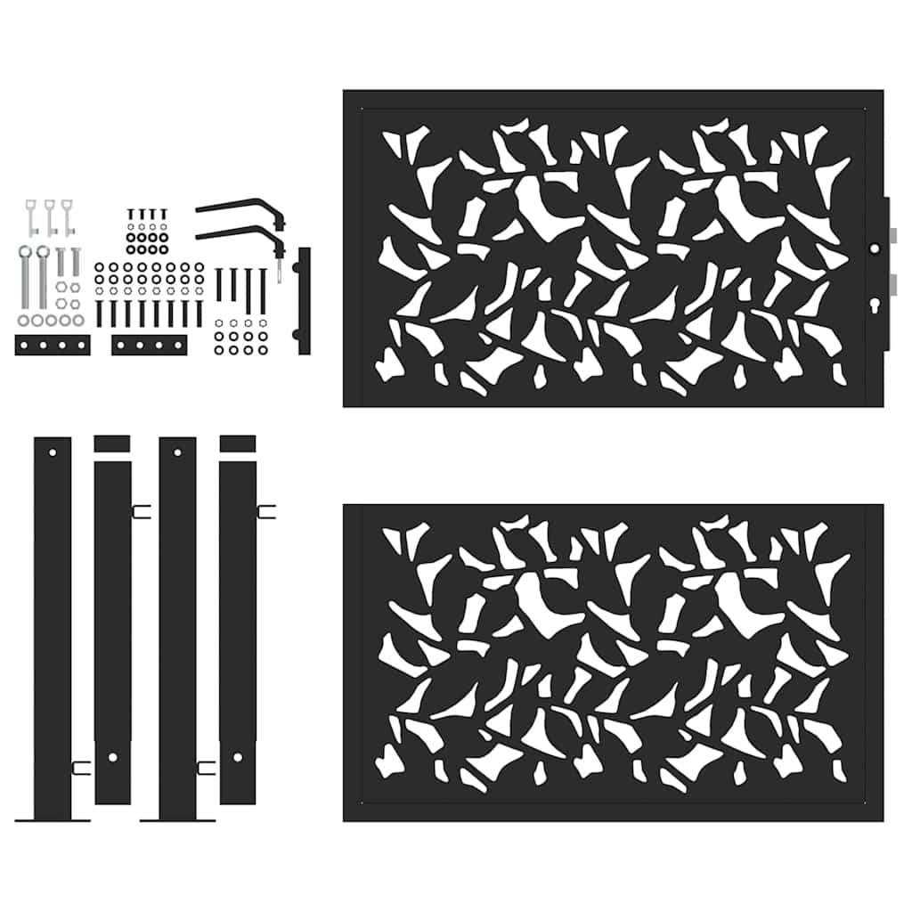 Zahradní branka černá 105x106 cm ocel design listů