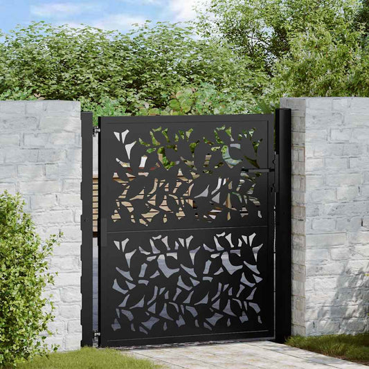 Zahradní branka černá 105x106 cm ocel design listů