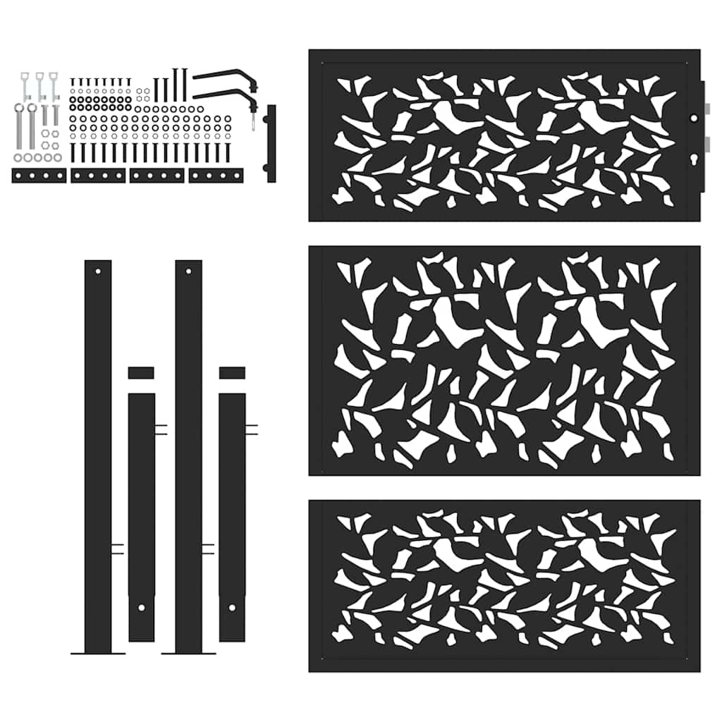 Zahradní branka černá 105x130 cm ocel design listů