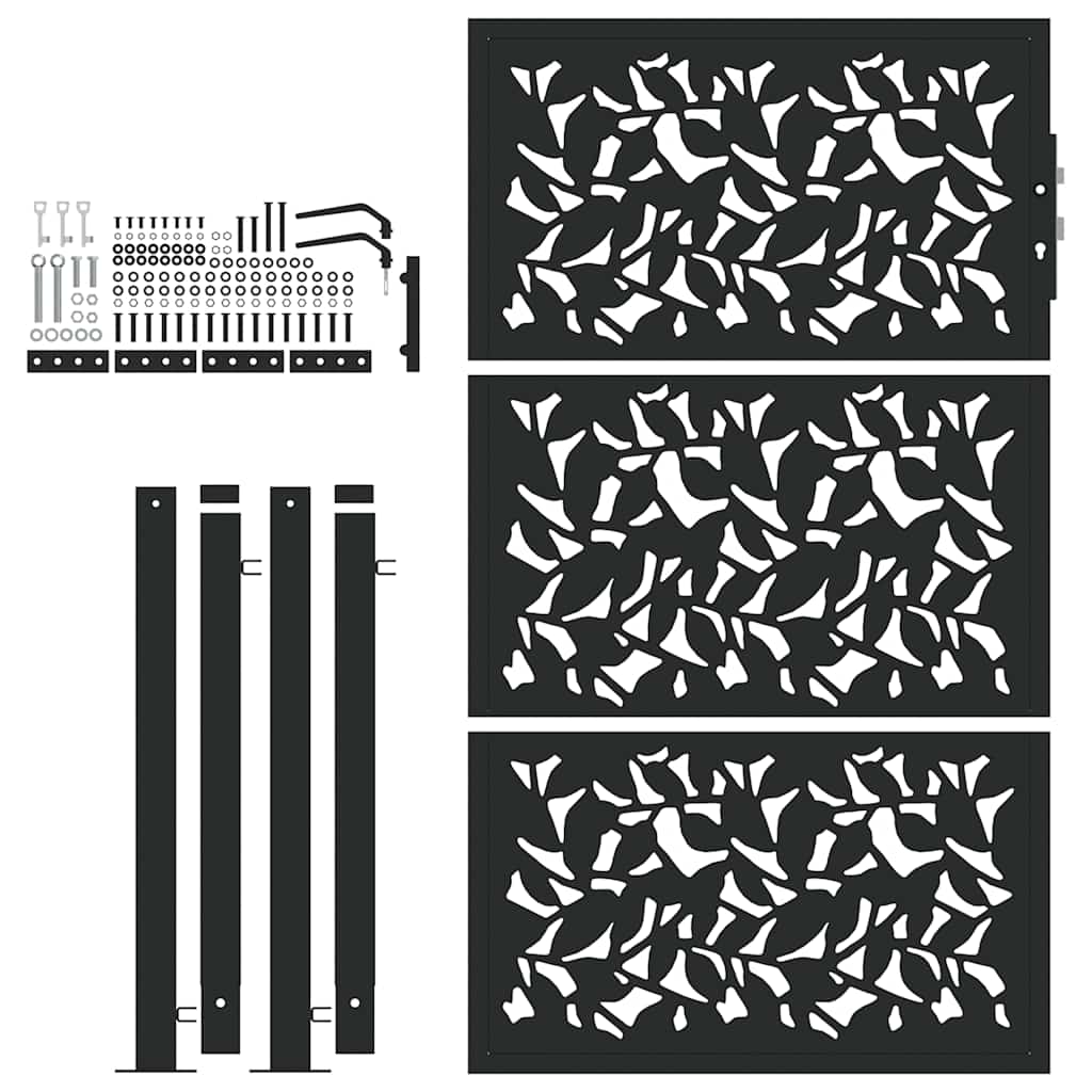 Zahradní branka černá 105x155 cm ocel design listů