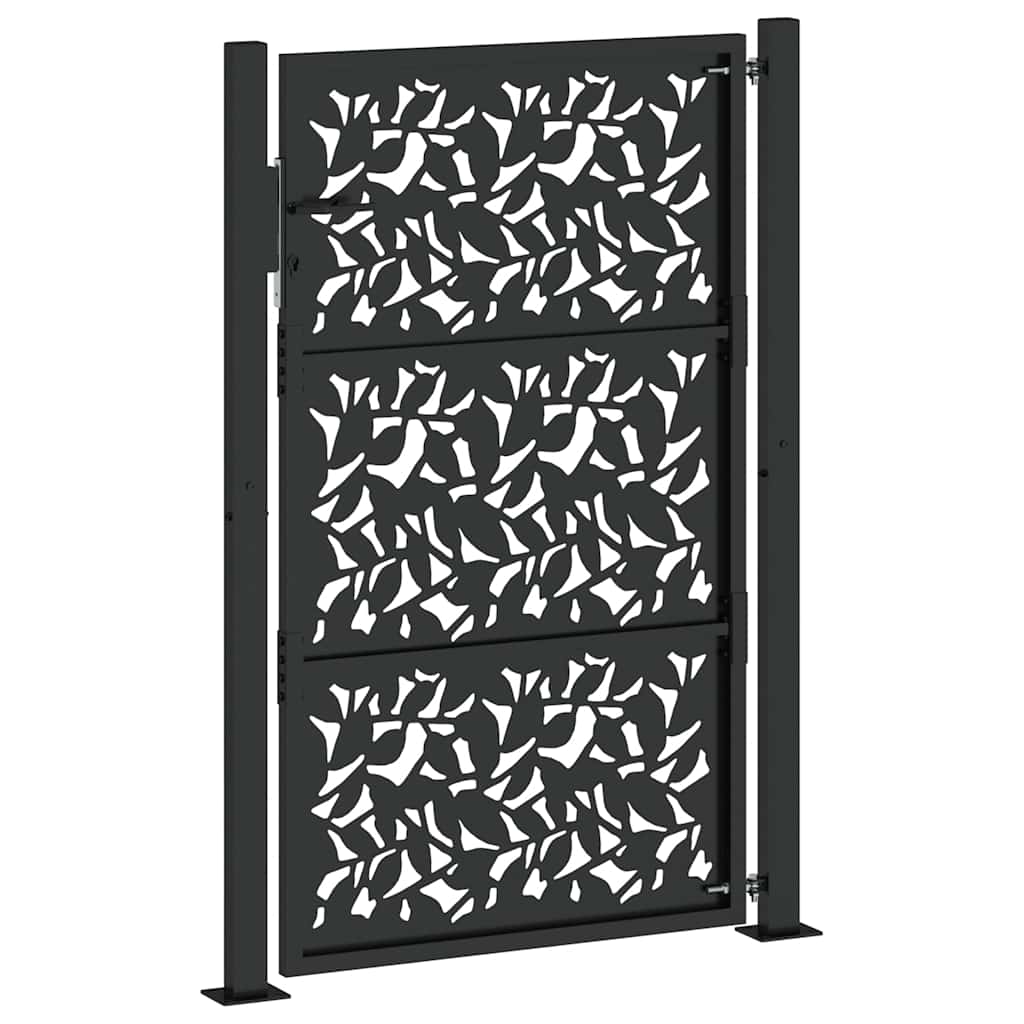 Zahradní branka černá 105x155 cm ocel design listů