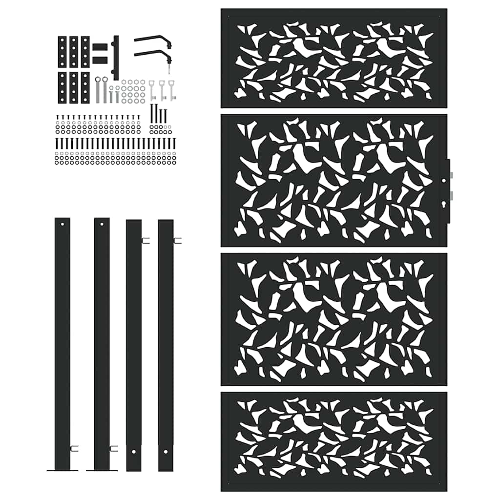 Zahradní branka černá 105x180 cm ocel design listů