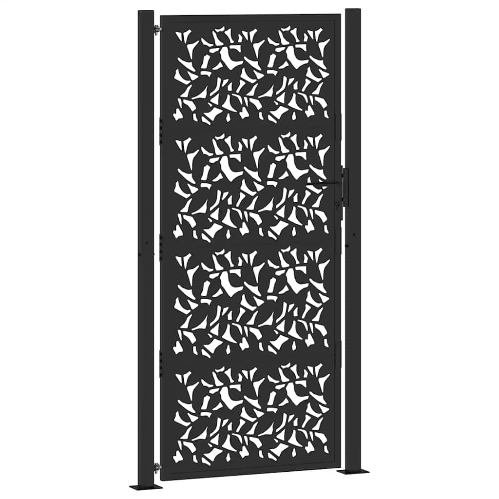 Zahradní branka černá 105x205 cm ocel design listů