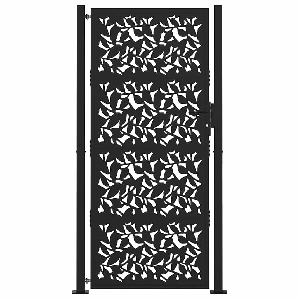 Zahradní branka černá 105x205 cm ocel design listů
