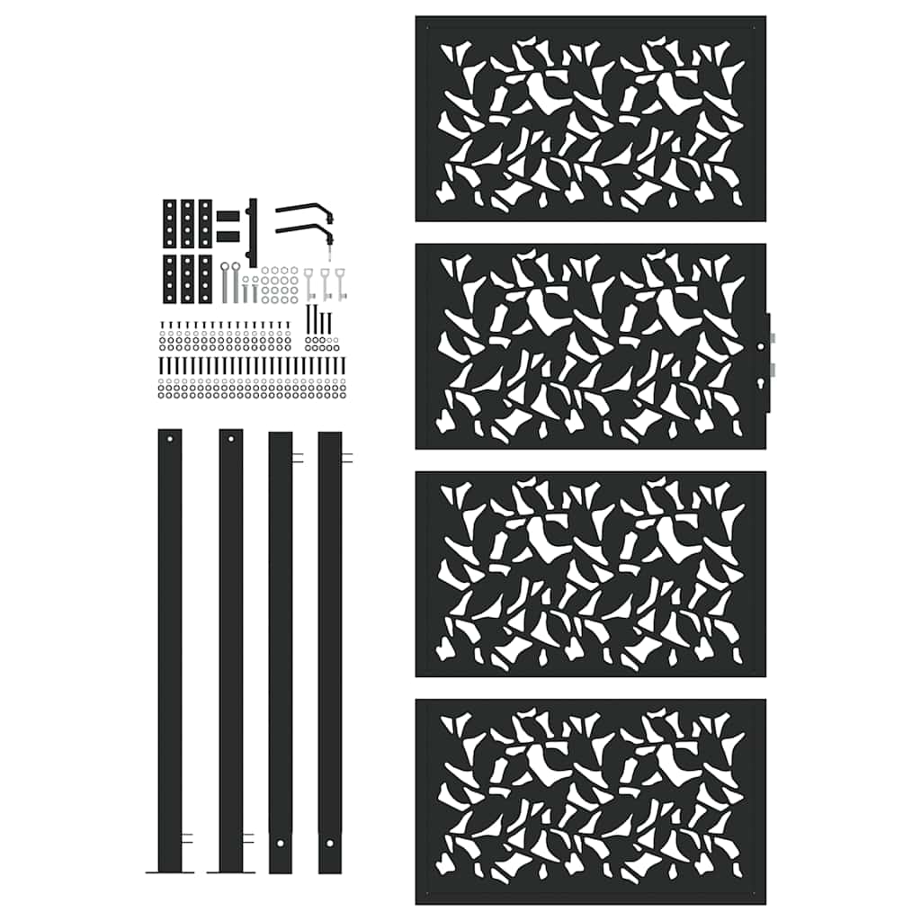 Zahradní branka černá 105x205 cm ocel design listů