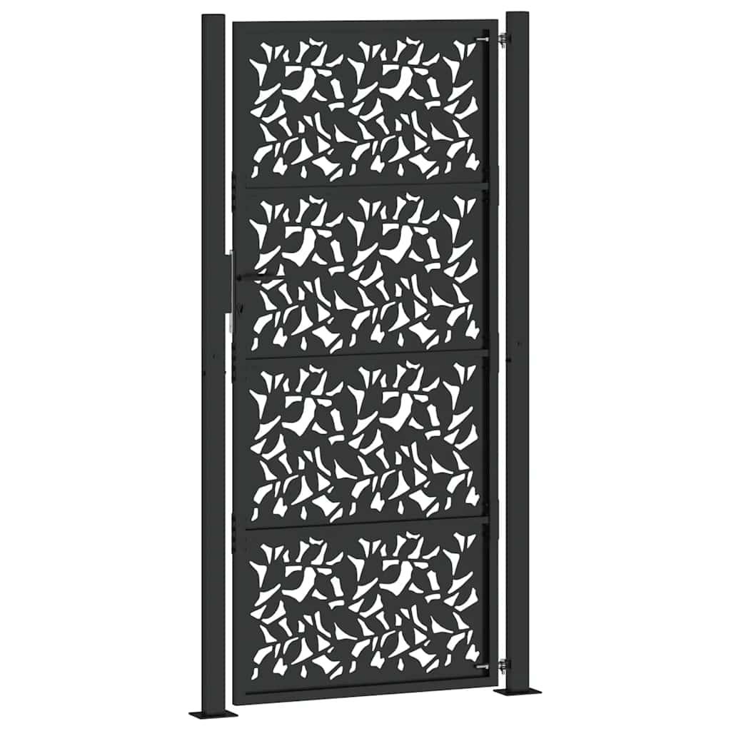 Zahradní branka černá 105x205 cm ocel design listů