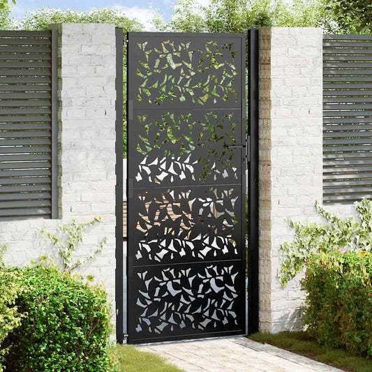 Zahradní branka černá 105x205 cm ocel design listů