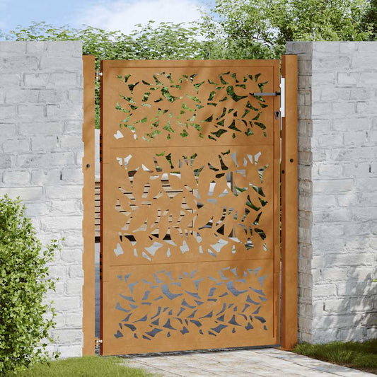 Zahradní branka 105x130 cm klimaticky odolný ocel design listů