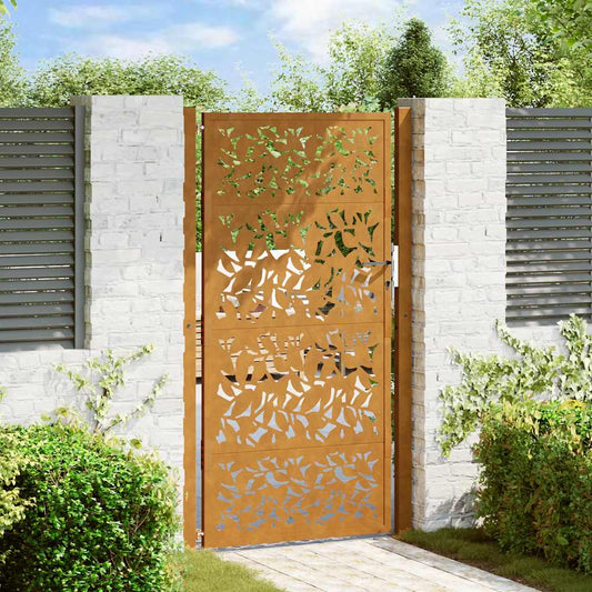 Zahradní branka 105x180 cm klimaticky odolný ocel design listů