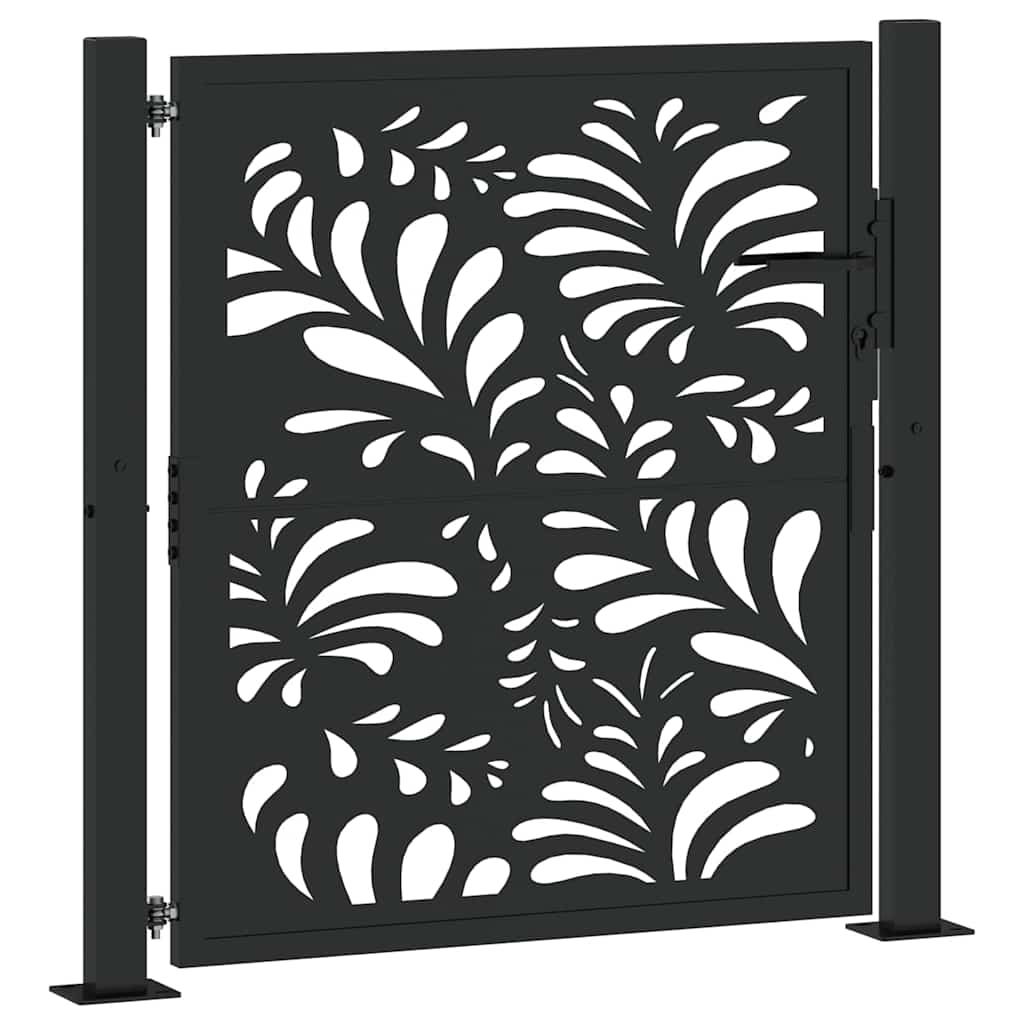 Zahradní branka černá 105x106 cm ocel design vlnek