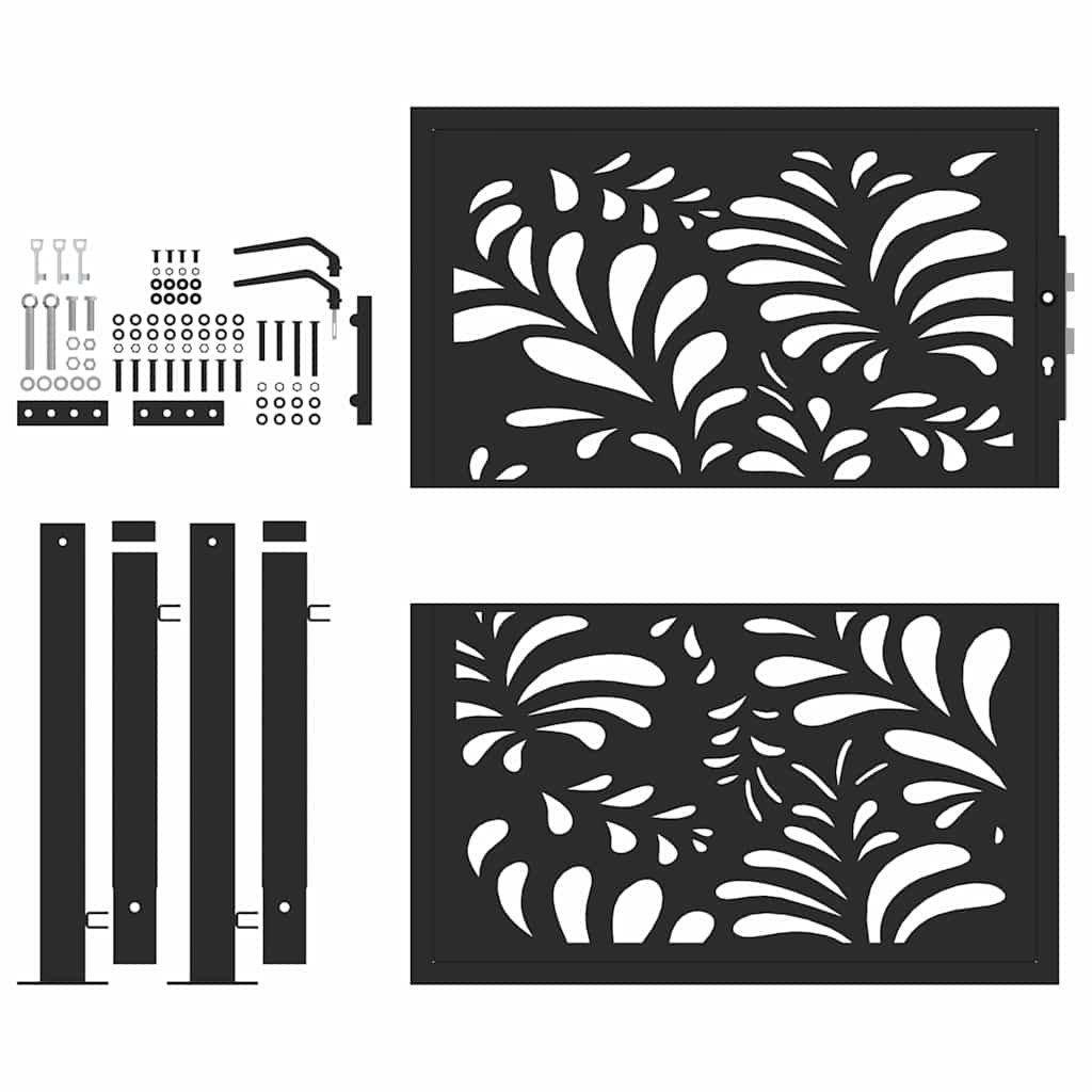 Zahradní branka černá 105x106 cm ocel design vlnek