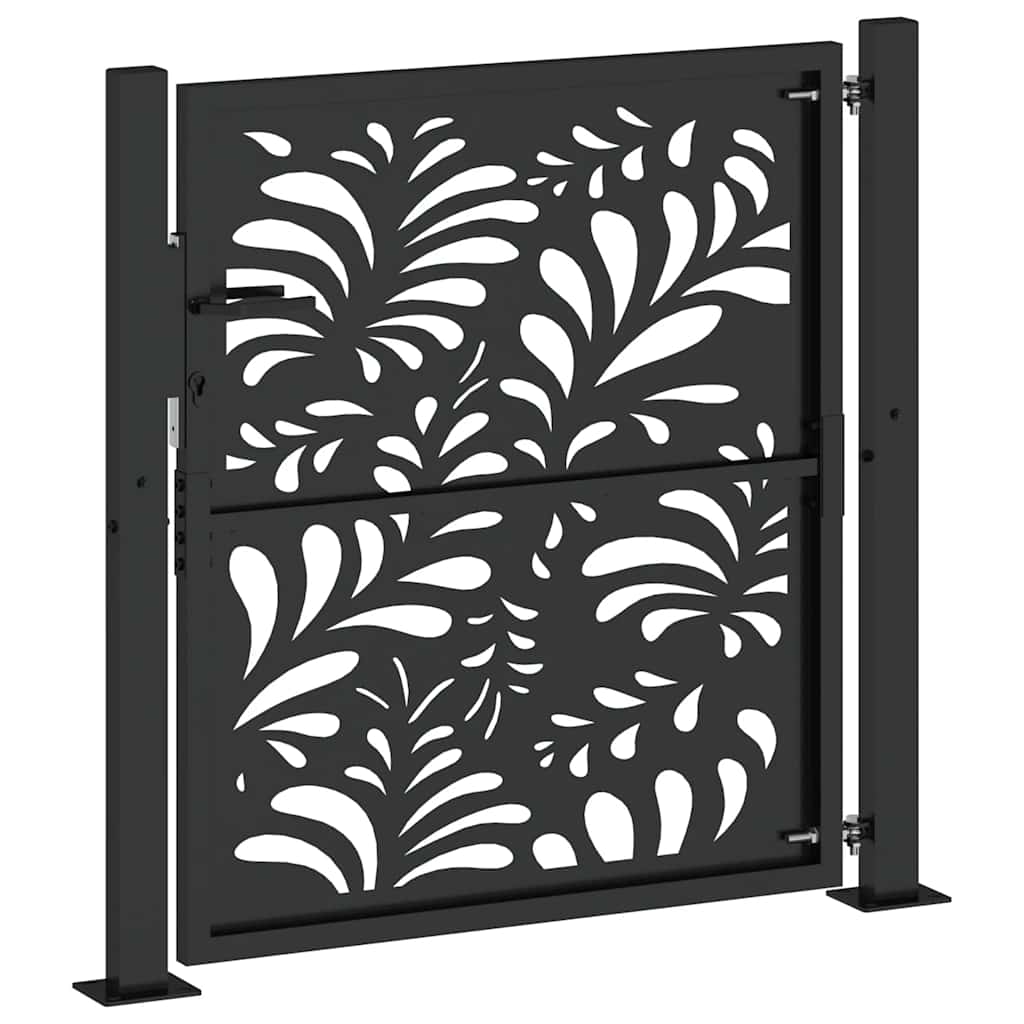 Zahradní branka černá 105x106 cm ocel design vlnek