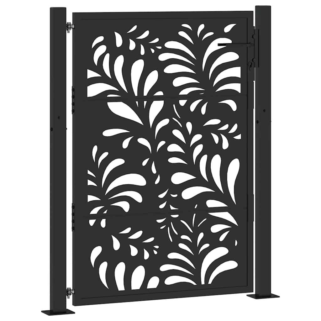 Zahradní branka černá 105x130 cm ocel design vlnek