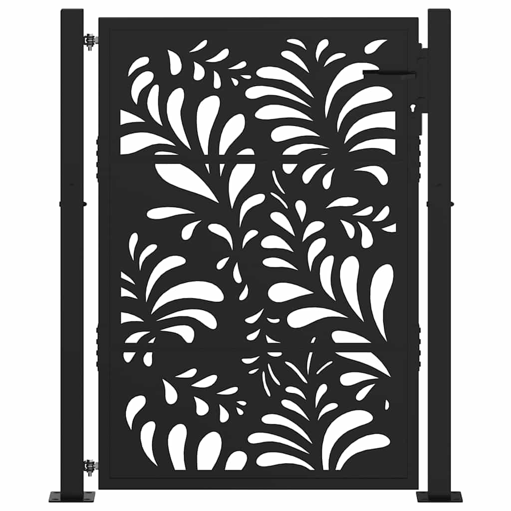 Zahradní branka černá 105x130 cm ocel design vlnek