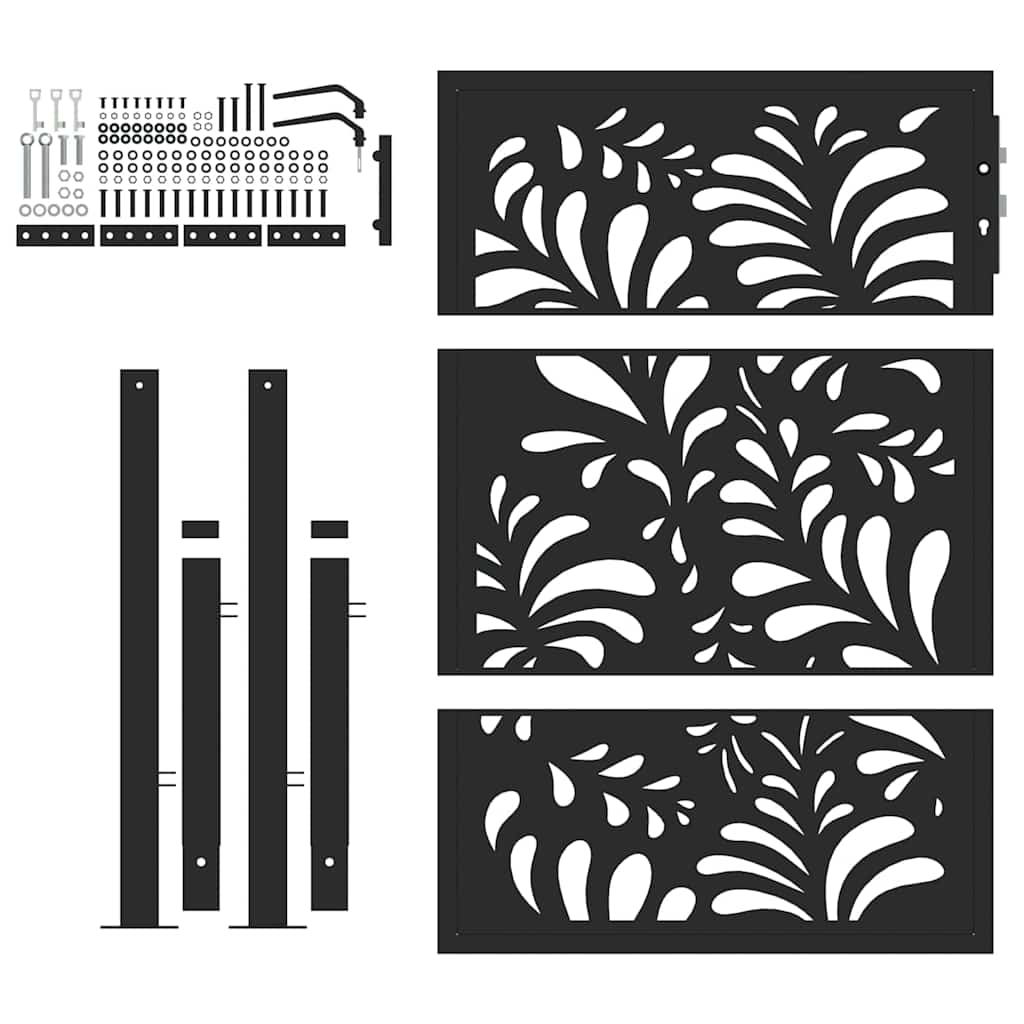 Zahradní branka černá 105x130 cm ocel design vlnek