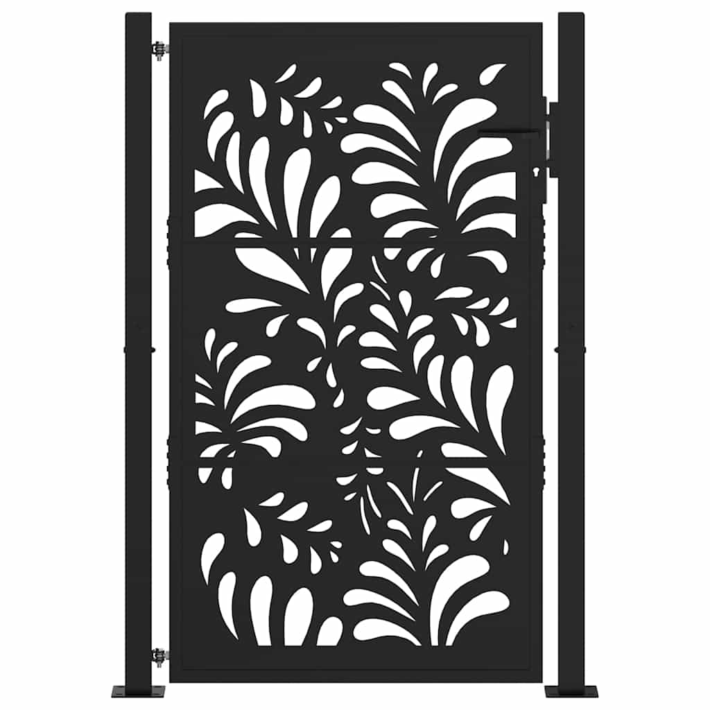 Zahradní branka černá 105x155 cm ocel design vlnek