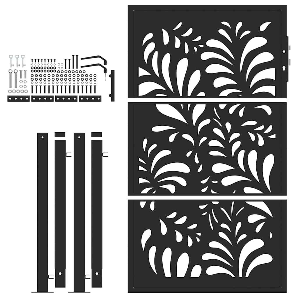 Zahradní branka černá 105x155 cm ocel design vlnek