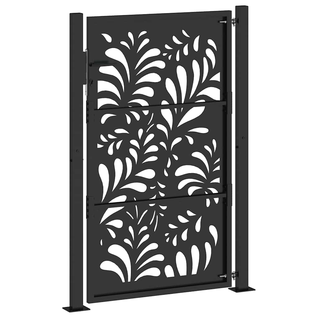Zahradní branka černá 105x155 cm ocel design vlnek