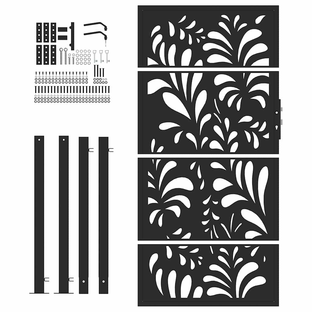 Zahradní branka černá 105x180 cm ocel design vlnek