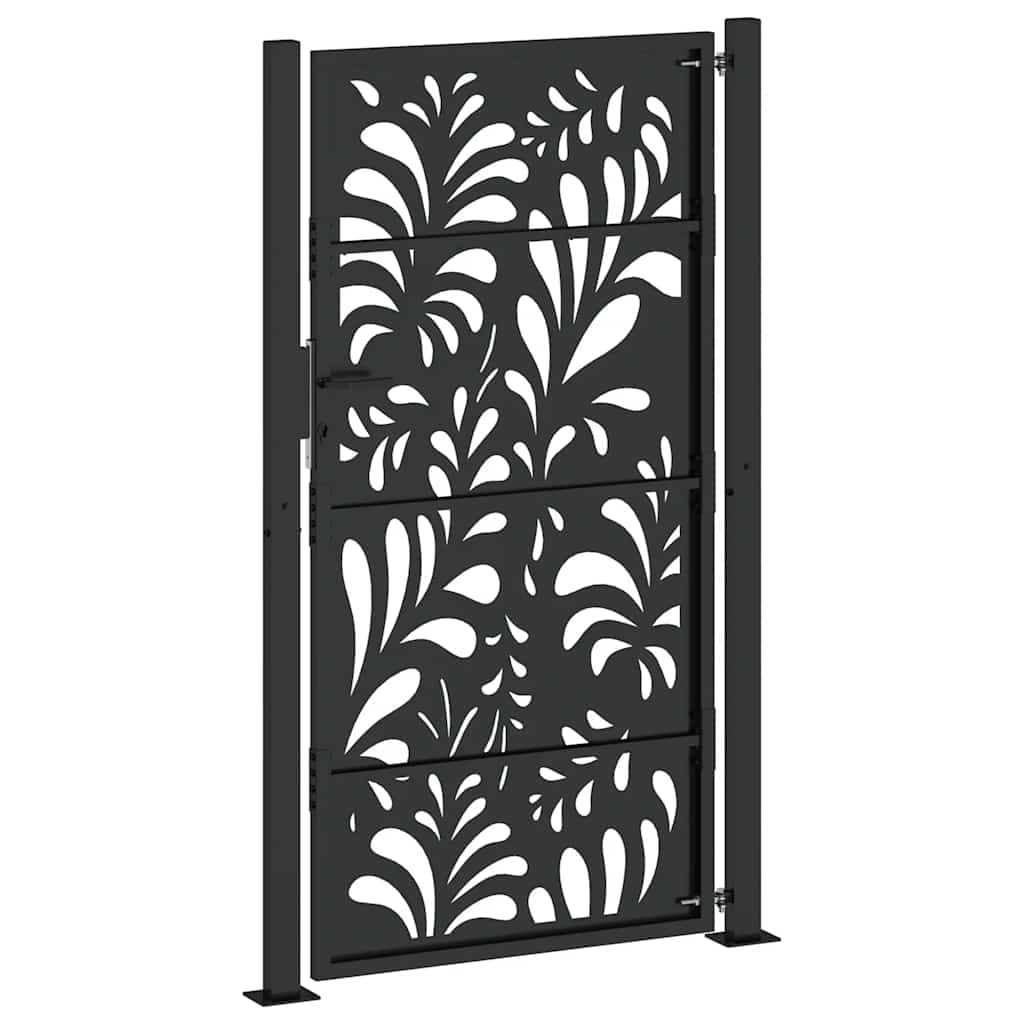 Zahradní branka černá 105x180 cm ocel design vlnek