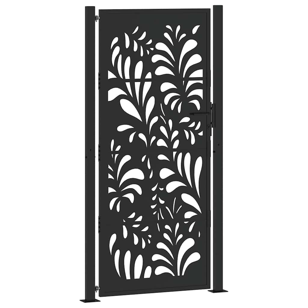 Zahradní branka černá 105x205 cm ocel design vlnek