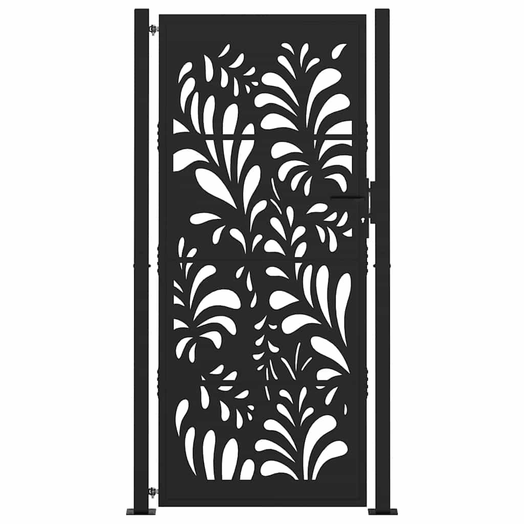 Zahradní branka černá 105x205 cm ocel design vlnek