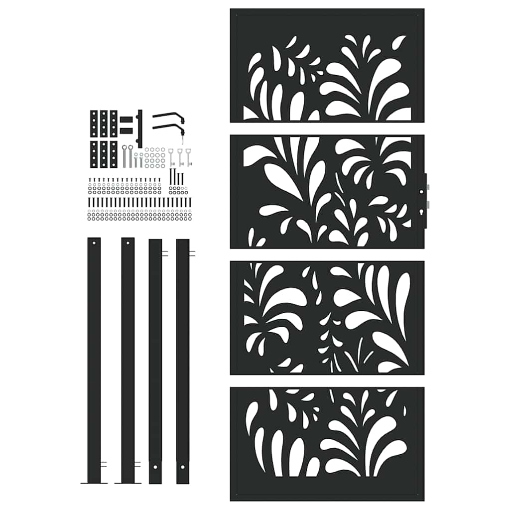 Zahradní branka černá 105x205 cm ocel design vlnek