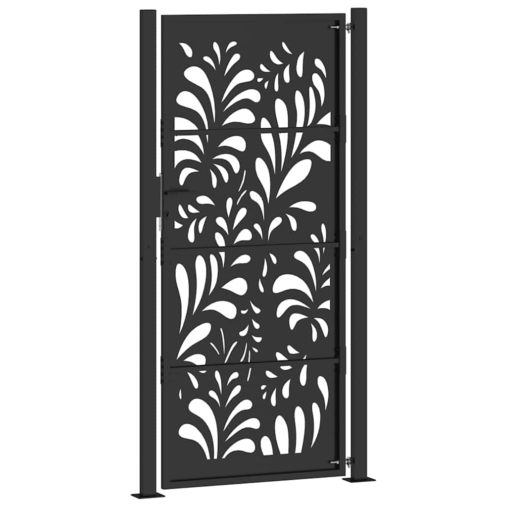 Zahradní branka černá 105x205 cm ocel design vlnek