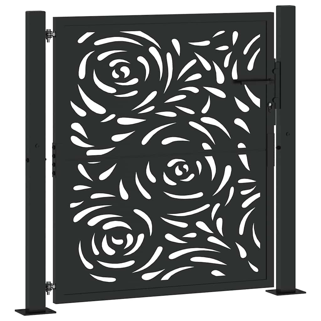 Zahradní branka černá 105x106 cm ocel design plamene