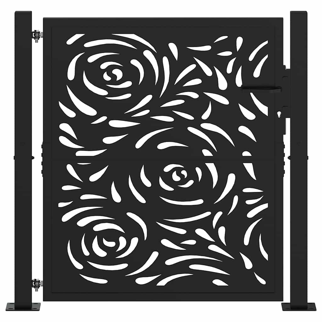 Zahradní branka černá 105x106 cm ocel design plamene