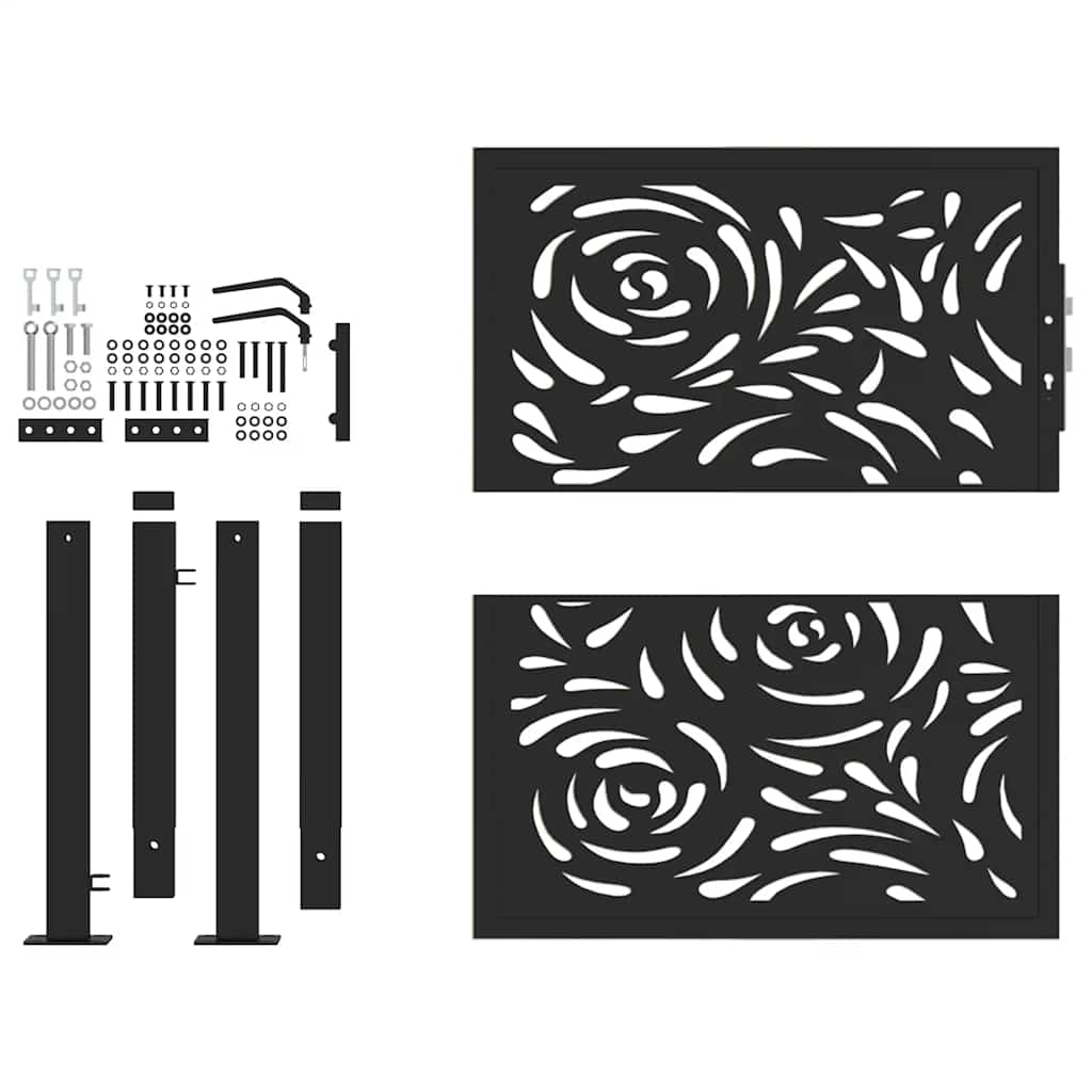 Zahradní branka černá 105x106 cm ocel design plamene
