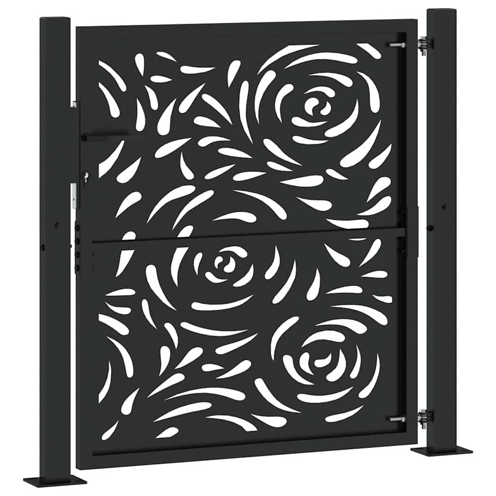 Zahradní branka černá 105x106 cm ocel design plamene
