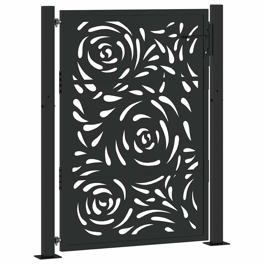 Zahradní branka černá 105x130 cm ocel design vlnek