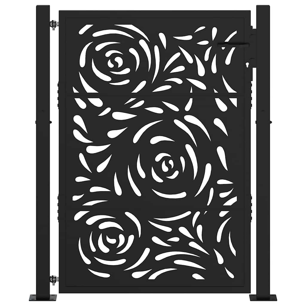 Zahradní branka černá 105x130 cm ocel design vlnek