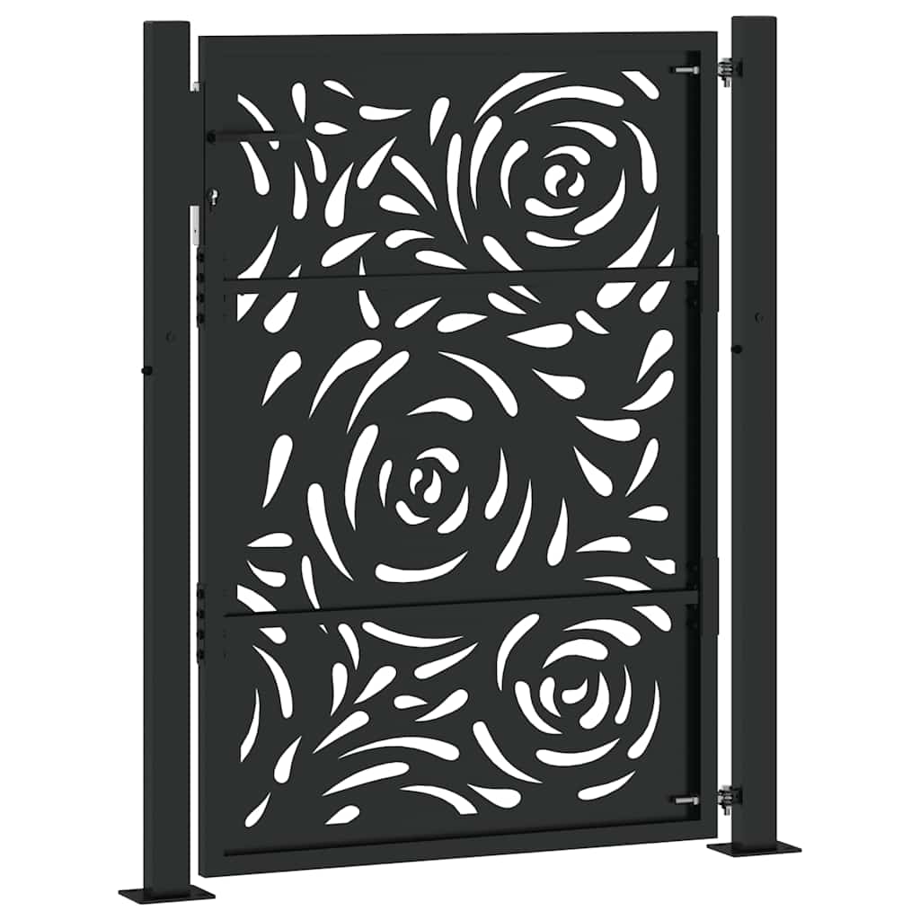 Zahradní branka černá 105x130 cm ocel design vlnek