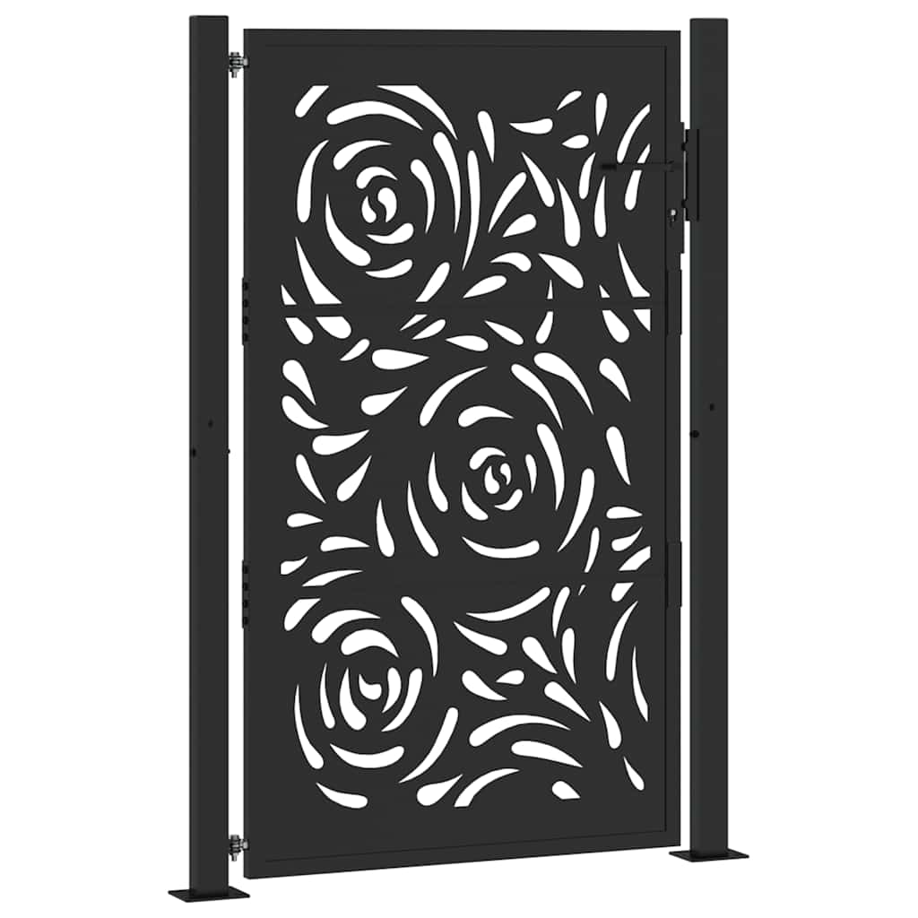 Zahradní branka černá 105x155 cm ocel design vlnek