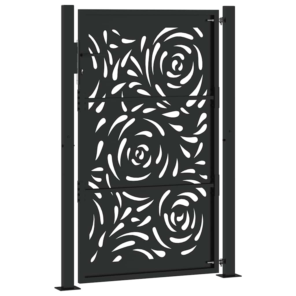 Zahradní branka černá 105x155 cm ocel design vlnek