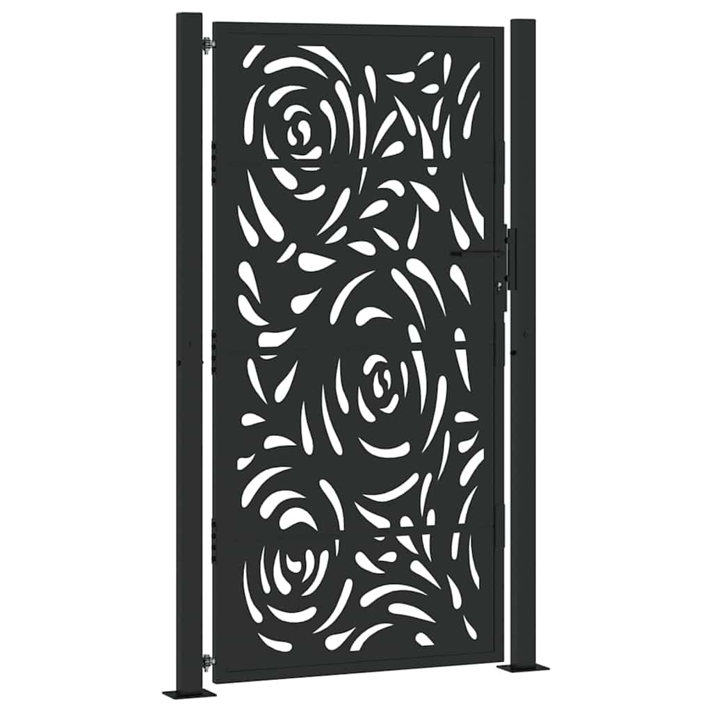 Zahradní branka černá 105x180 cm ocel design vlnek