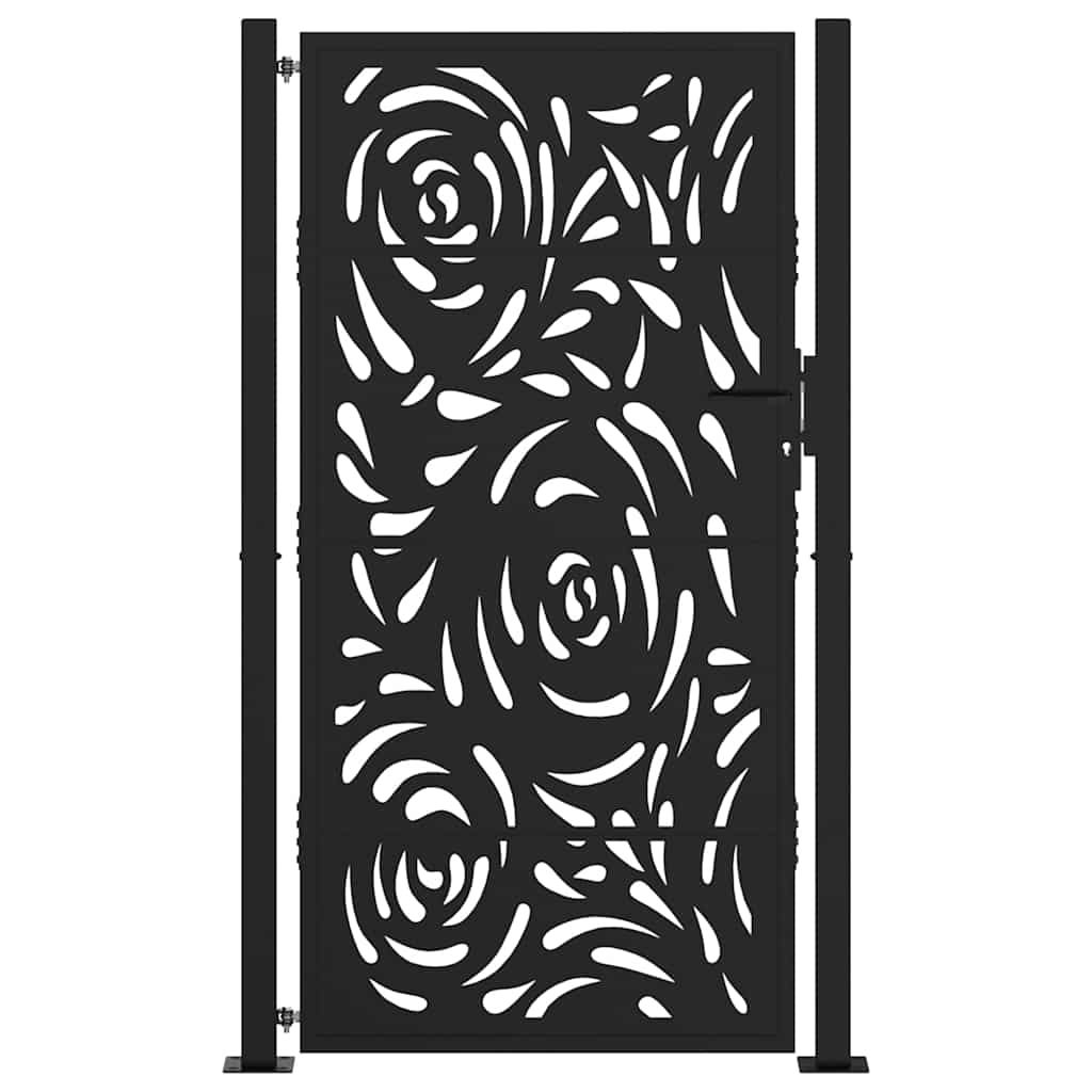Zahradní branka černá 105x180 cm ocel design vlnek