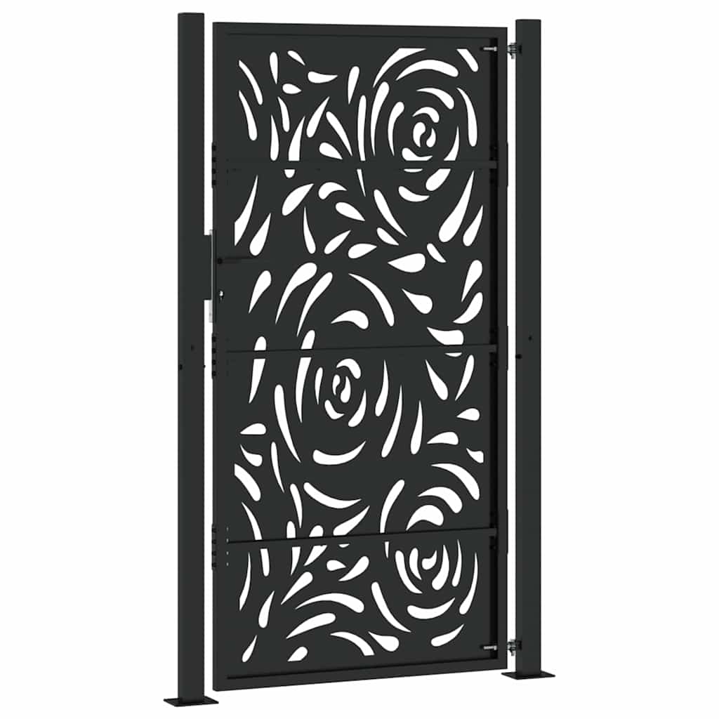 Zahradní branka černá 105x180 cm ocel design vlnek